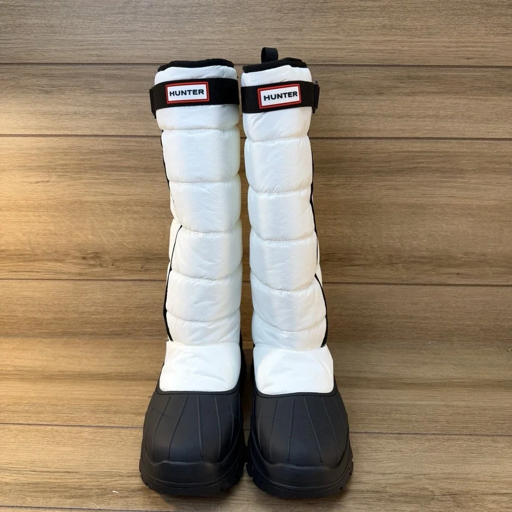 HUNTER Intrepid Tall  Womens Waterproof Snow‎ Boots White Black Size 11 NWT